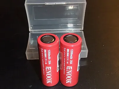 2x 20A Enook INR 18500 1200mAh Recharfeable Batteries In Plastic Case FREE P&P • £6.99