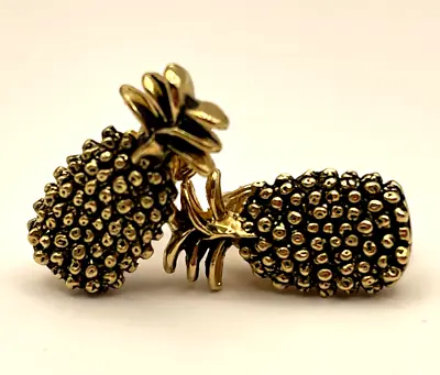 Vintage Pineapple Gold Tone Clip On Earrings • $9.99