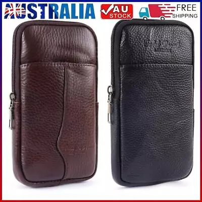 Men Vintage Mini Fanny Pack Small Waist Packs Fashion Pure Color Cowhide Wallet  • $9.37