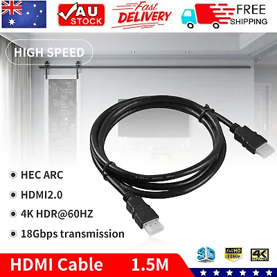 $3.99 • Buy 1.5M Premium HDMI Cable V2.0 Ultra HD 4K 1080p 3D High Speed Ethernet ARC HEC