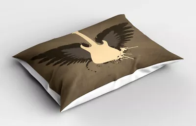 Music Pillow Sham Rock Talent Wings Guitar • £14.99