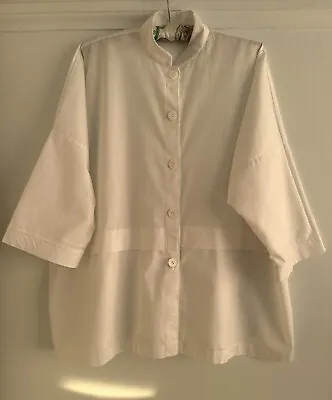 MOOR LONDON Oversized White Shirt Size 0/S Nehru Collar Boxy • £30