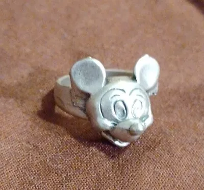 Vintage Mickey Mouse Sterling Silver  Disney Ring Size 5.5 - 7 Grams • $35