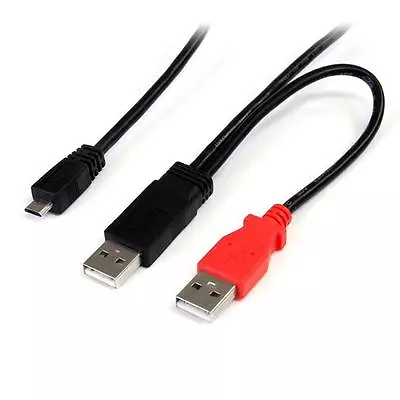 StarTech USB2HAUBY3 3 Ft USB Y Cable For External Hard Drive - Dual USB A To • $13.74
