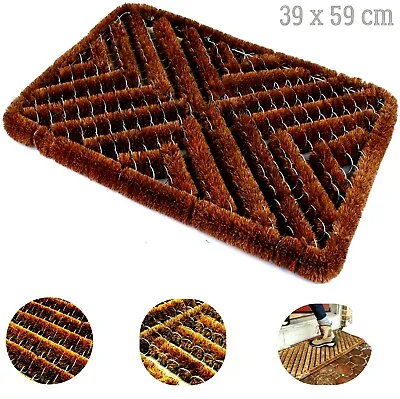 Heavy Duty Boston Coir Metal Wire Door Mat Rubber Brush Scraper Outdoor Doorways • £17.99