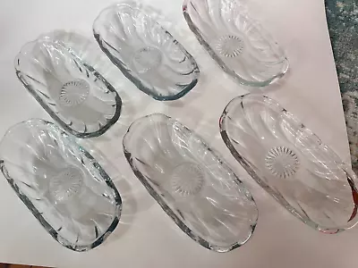 Vintage Anchor Hocking Banana Split Boat Dishes  Set Of 6 Sundae Clear Glass • $19.95