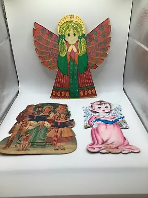 Vintage Thin Cardboard Christmas Window Decorations. Set Of 3 • $9.99