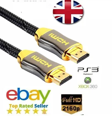 £3.95 • Buy HDMI Cable 4K 2.0 High Speed Gold Plated Braided Long Lead 2160p 3D HDTV UHD # 2