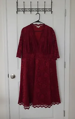 Kiyonna Womens Plus Size Red Scalloped Lace Dress Size 3 • $29.99
