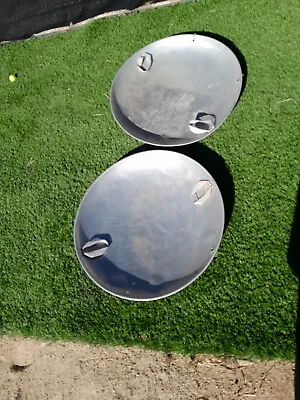 2 Vintage 25  Round Aluminum Snow Sleds Flying Saucer Original Handles • $69.99