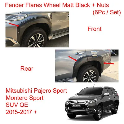 For Mitsubishi Pajero Montero Sport Fender Flares Wheel Matt Black + Nuts 15-17 • $379.27