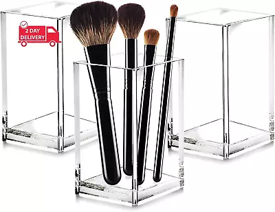 3 Pack Clear Acrylic Makeup Brush HolderAcrylic Cosmetic Brushes Storage Organi • $23.36