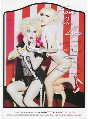 MAC Cosmetics 1-Page Magazine PRINT AD 2010 LADY GAGA Cyndi Lauper • $10.99