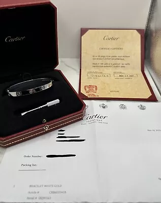 GENUINE Cartier Love Bracelet 18k White Gold Size 18 W/ Box + Papers • $5995