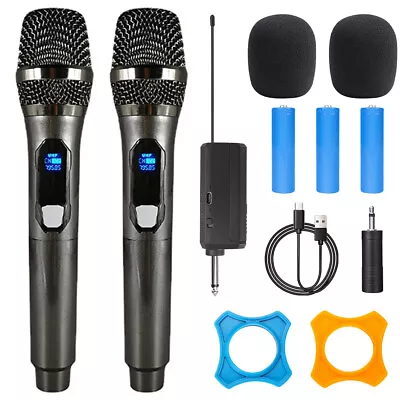 2X Wireless Microphone UHF Dynamic Cordless Handheld Mic System Receiver Karaoke • $56.30