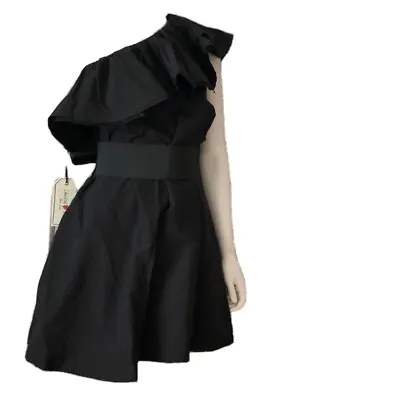 LANVIN X H&M One Shoulder Ruffled Black Cocktail Dress Sz 4 US/ 8 UK • $60