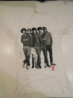 One Direction White Shirt Large B&W Pic Harry Styles Niall Horan Liam Payne 1D • £19.27