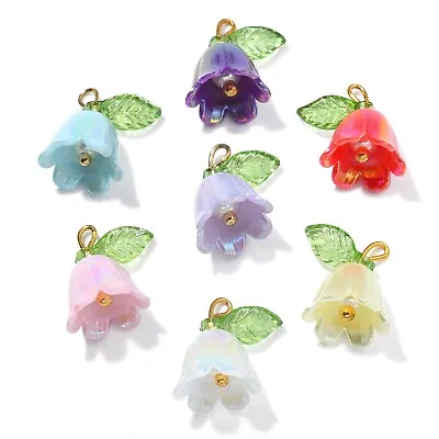 30x Lily Of The Valley Charms Orchid Leaf Flower Pendants For DIY Jewelry Making • $8.71