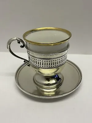 Vintage Sterling Silver Hutschenreuther Fisher 601 Porcelain Demitasse Cup • $75