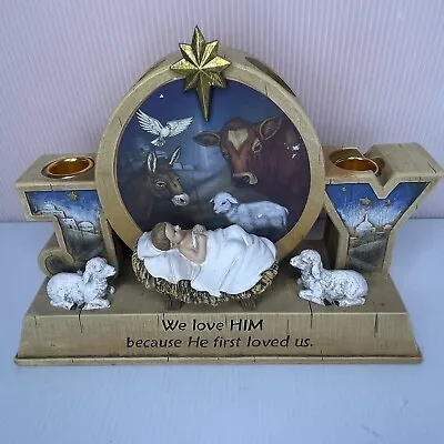 Joseph's Studio By Roman ADVENT JOY CANDLE HOLDER With Baby And Animals • $39.99