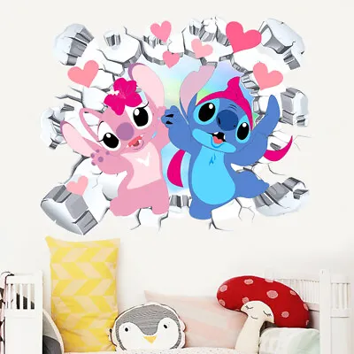 Sweet STITCH Heart Vinyl Decals Kid Boys Girls Nursery Room Decor Wall Stickers • £7.19