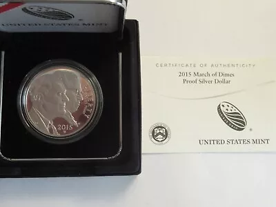 2015 US Mint Proof Silver Dollar March Of Dimes US Mint Pkg W/COA • $35