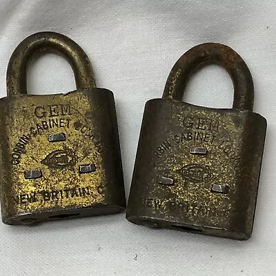 $15 • Buy 2 Vintage Corbin Cabinet Lock Co Padlocks No Keys
