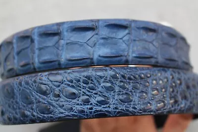 Luxury Blue Genuine Alligator Crocodile Leather Skin Men's Belt Handmade • $69