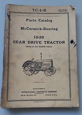 McCormick Deering 10-20 Tractor Parts Catalogue Book List Dated November 1929 • £22