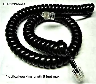 Comdial Black Handset Cord DX-80 Phone 7260-00 Receiver Curly Coil Vertical 9Ft • $6.99