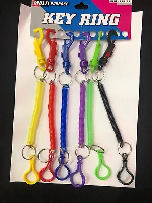 Retractable Spiral Stretchy Elastic Coil Keyring Key Chain Ring Plastic  • £6.99