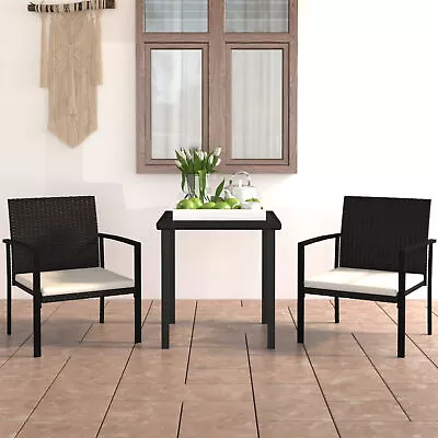 3 Piece Garden Dining Set Poly Rattan Black Y0R0 • $510.59