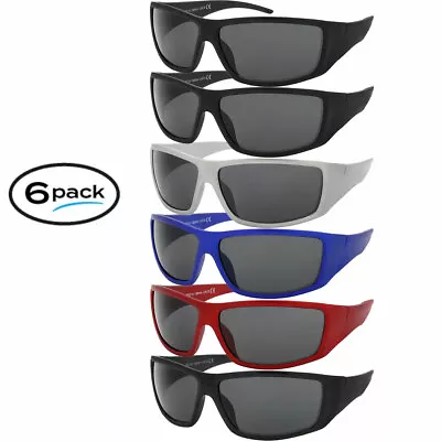 Mens Sport Sunglasses 6 Or 12 PACK Bulk Eyewear Color Frame New Stock Sunglasses • $14.95