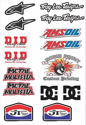 Jt Racing  Troylee Metal Mulisha Dc Moto X Sticker Sheet Motocross Skate  • $8.71