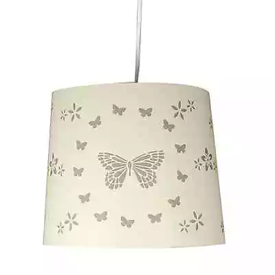 10 (26 Cm) Butterfly Tapered Cream Laser Cut Girls Ceiling Pendant Light Shade • £11.49