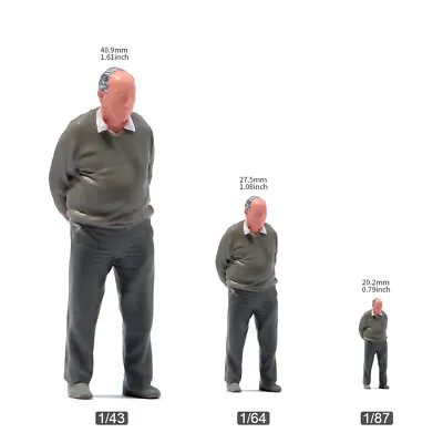 1/43 1/64 1/87 Miniature Walking Old Man Scene Figure Model For Cars Vehicles • $11.15