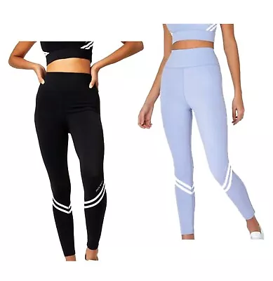 Ladies Jack Wills Sports Active Stripe High Waisted Leggings Sizes From 8 To 16 • £15.62