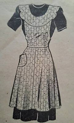 Vintage 1940s Full Bib Apron Pattern Mail Order Med 36  38  • $17