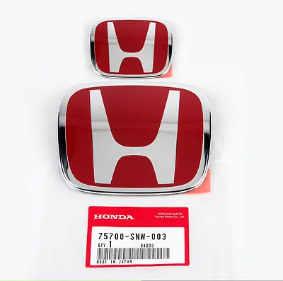 RACING SET Red H Emblem 2PCS Front & Rear For 06-15 HONDA CIVIC SEDAN EX LX SI • $35.99