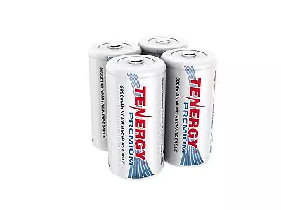 4 X Tenergy Premium Rechargeable C Batteries High Capacity 5000mAh NiMH C Cells • $19.99