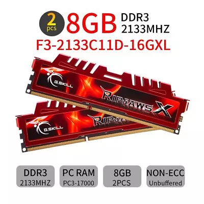 G.Skill Ripjaws 16GB Kit 2x8GB DDR3 OC 2133MHz 240Pin Overclock PC Memory RAM UK • £45.59