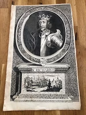 18th Century Large Ornate Print Of  - King Richard 1st • £75