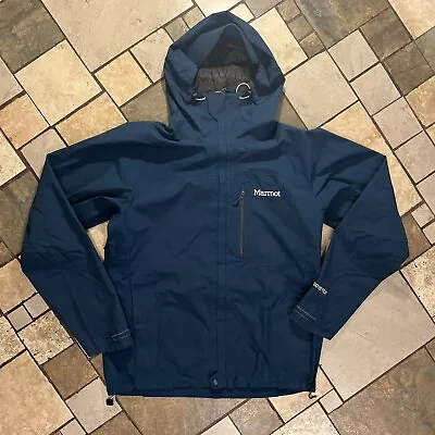 Marmot Men’s Goretex Minimalist Rain Hiking Jacket Navy Blue Full Zip Medium M • $49