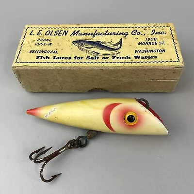 Olsen Salmon Plug Red Gill Bellingham Wash. 4   Fishing Lure Correct Box Rare • $48.75