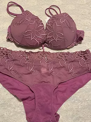 La Perla Malizia Giglio 34B M Push Up Bra Brief Set Rose Pink • $139.99