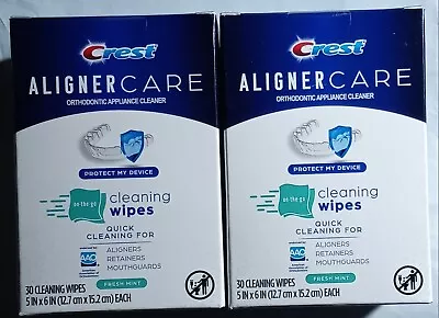 Crest AlignerCare Deep Cleaning Wipes Aligners Retainers Mouth Guards 2 Boxes • $20
