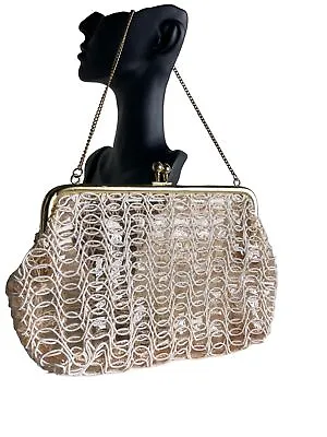 Unique Vintage 1960s Telephone Cord Purse Handbag Hand Made Clear Plastic  MOD • $67.44