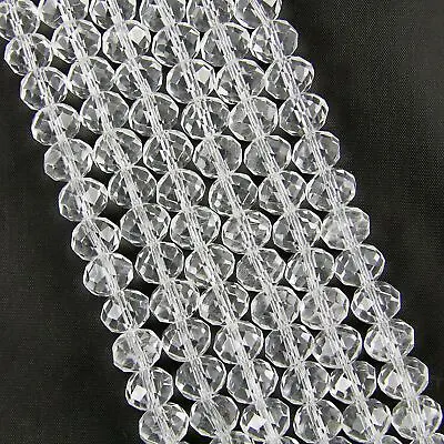 Faceted Rondelle / Abacus Crystal Glass Beads Strand 3x2 4x3 6x4 8x6 10x8 12x9mm • £2.15