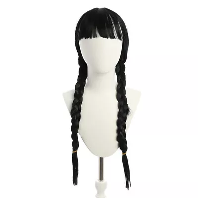 Cosplay Accessories Wig Long Black Braids Hair Heat Resistant Synthetic Wigs • £8.59