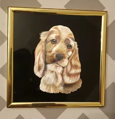 Vintage Kafka Industries Framed Screened Foil Etching Spaniel Dog #1080 Signed • $22.99